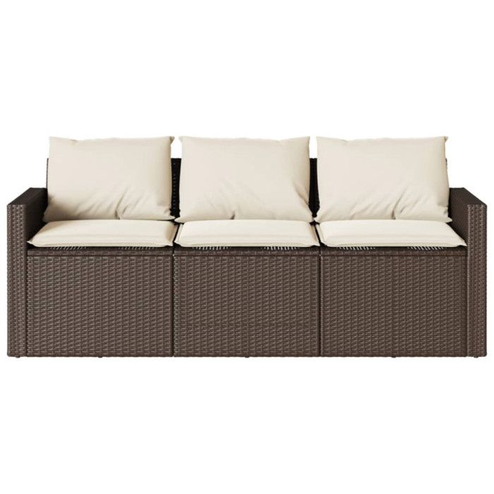 VidaXL Garden Sofa with Cushions 3-Seater Brown Wicker, Outdoor Sofa, Garden Sofa 3-Seater, Sofa 366342