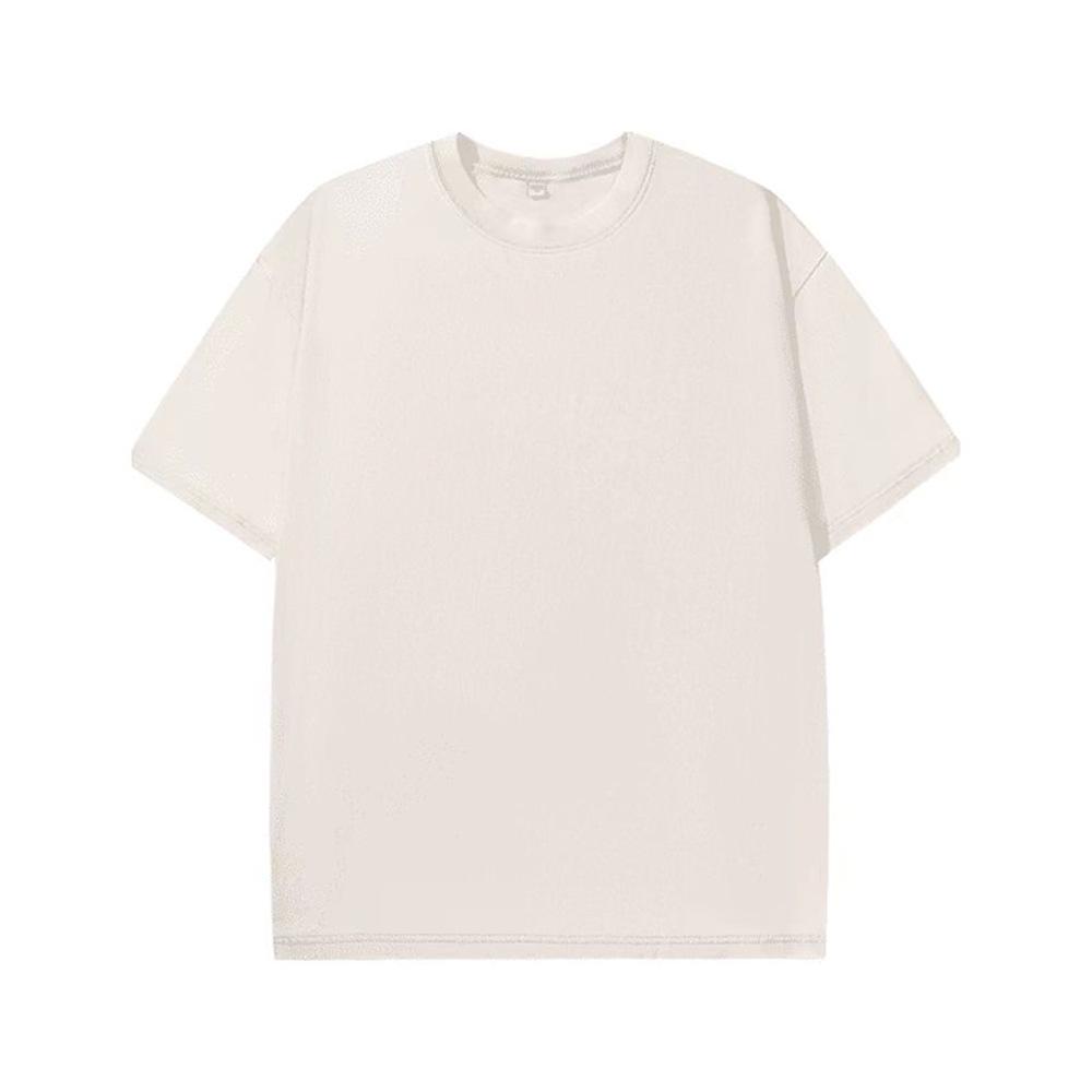 Men's Washed Drop Shoulder Crew Neck Retro Cotton T-Shirt - 230g, Short Sleeves, Trendy American Style.