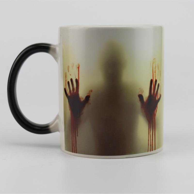 

Ceramic Mug Handle American Cartoon Black Discoloration When Exposed To Heat Zombie Cup Coffee Mug Tea Water Ware Drinkware