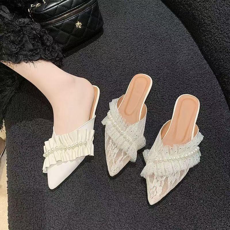 Half Slippers Female 2025 Autumn and Winter New Bag Head Shoes Half Tray French Fairy Wind Outside Wear Niche Flat Shoes