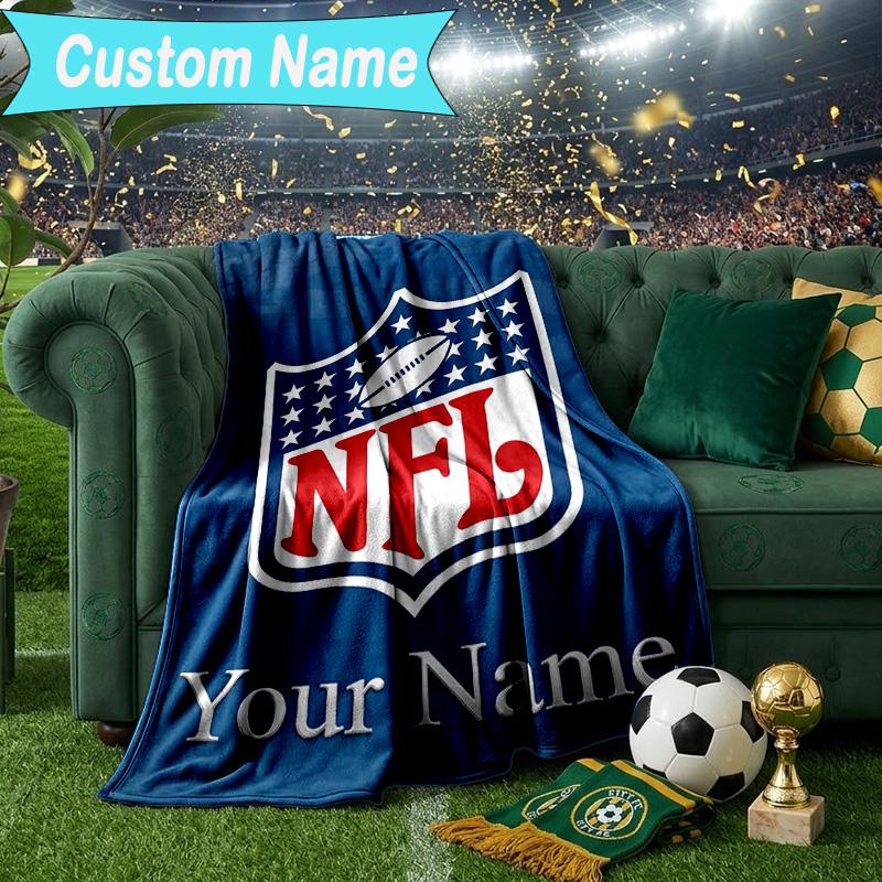 Custom Name Blanket NFL Team Collection Blanket Bedding Blanket for Travel, Camping, Living Rooms, Offices, Sofas, Fan Christmas gift