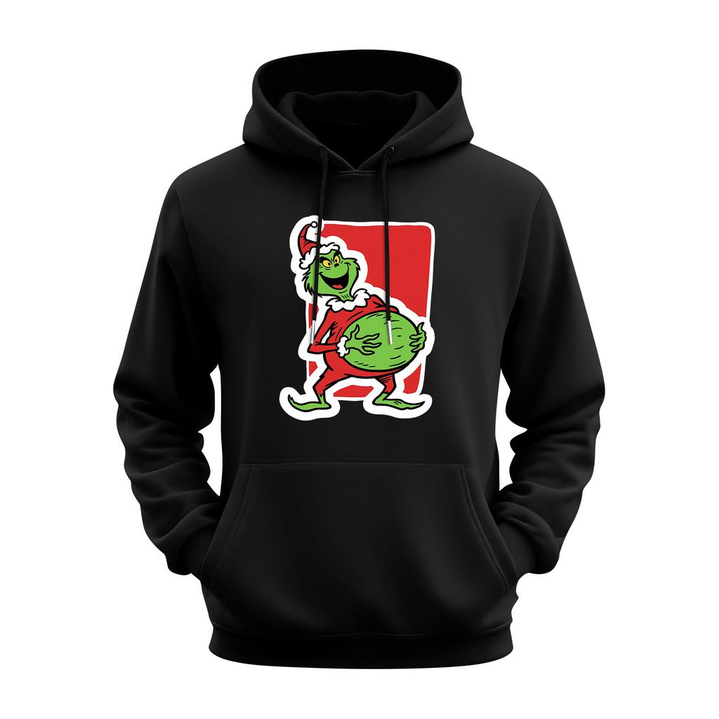 Men's Casual Sports Hooded Pocket Christmas Print Long Sleeve Sweatshirt
