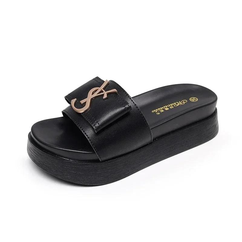 Fashion New Summer  Platform Women Slippers Design Slides Fashion Letters Open Toes Ladies Shoes Casual Slipper Indoor Non-slip Slippers