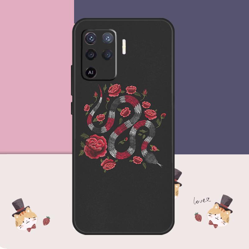 Snake Flower Case For Oppo A76 A96 A16 A60 A98 A58 A78 A18 A38 A80 A40 A77 A57 A17 A74 A54 A94 A15 A5 Pro
