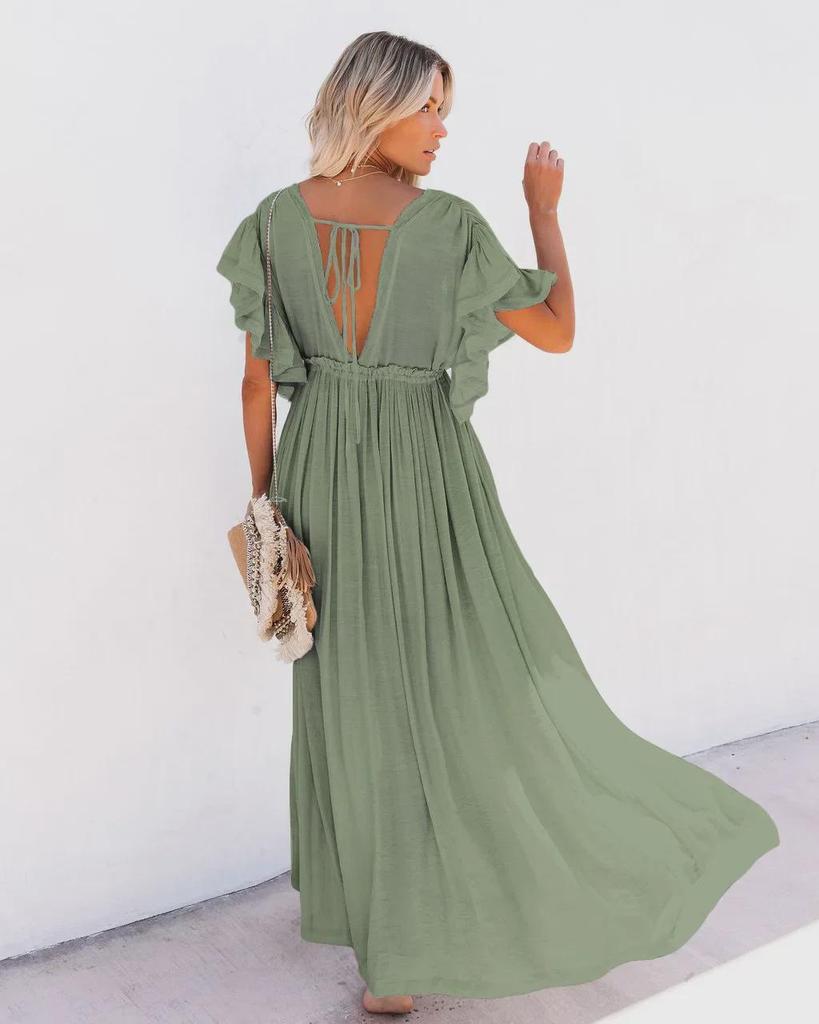 2023 Solid Color Beach Cover-Up Long Skirt & Sunscreen Shirt for Hawaiian Vacation