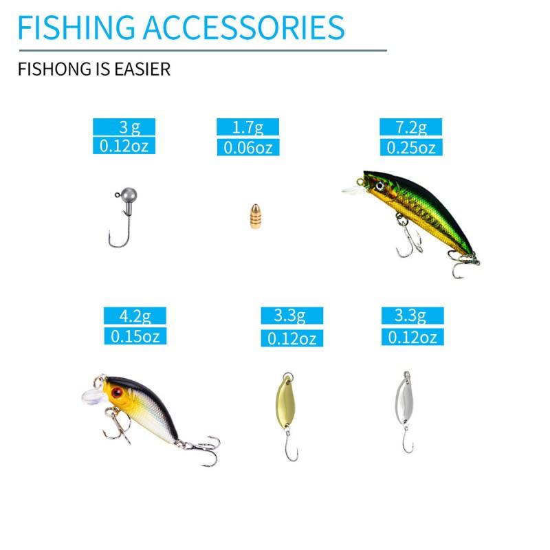 Fishing Lure Set 56pcs Hard Soft Baits Lead Jig Hooks Spinnerbaits Minnow Earthworm Freshwater Saltwater