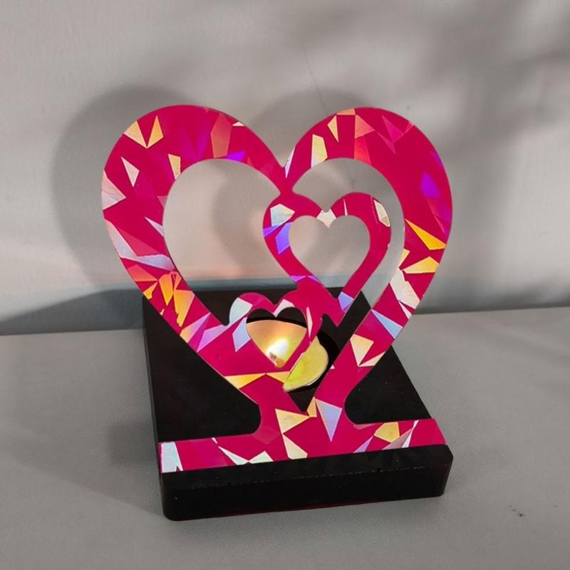 House Shape Resin Molds Holographic Heart Candlestick Molds with Base for DIY Craft Tealight Candle Holder Home Decors