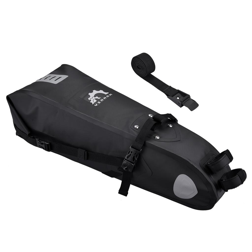 Bike Saddle Bag 10L Waterproof Adjustable Bike Seat Bag Bike Packing Gear with Roll Top Closure Bikepacking Bags for