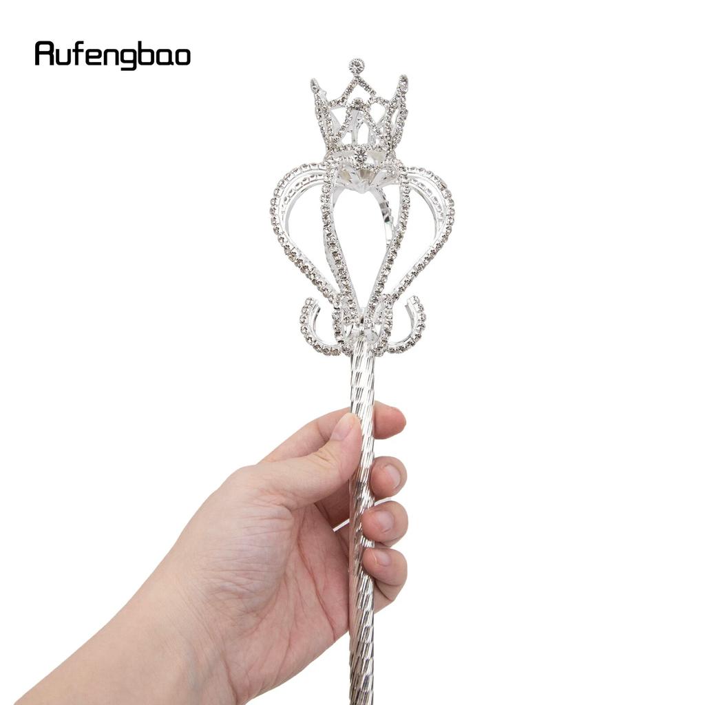 White Alloy Fairy Crown Wands for Girls Princess Wands for Kids Angel Wand for Party Cosplay Costume Wedding Birthday Party 91cm