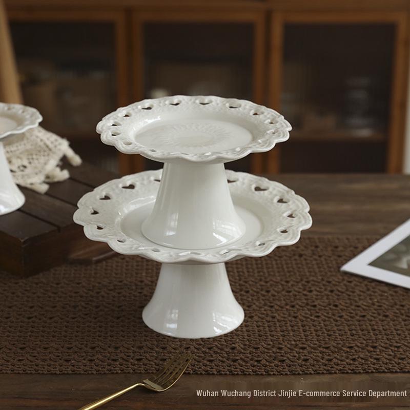 European Ceramic High-Footed Fruit & Dessert Tray