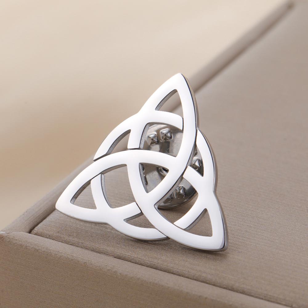 Dawapara Vintage Triquetra Brooch Ladies Pin Heart Trinity Knot Irish Protection Talisman Stainless Steel Accessories