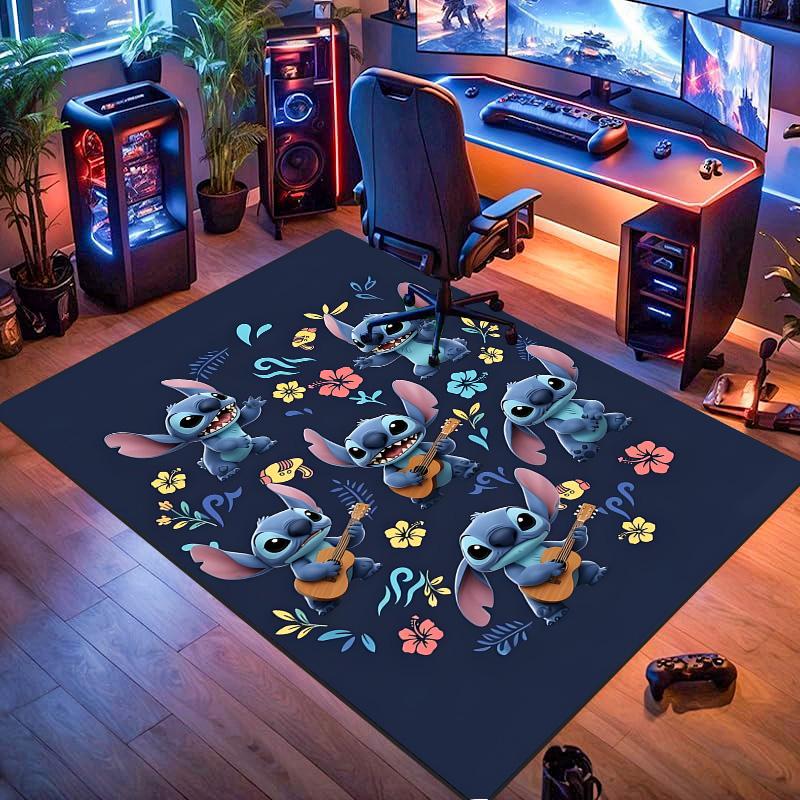 Stitch Tropical Monstera Leaf Surfboard Floral Seamless Print Area Rug Non Slip Cartoon Gaming Bedroom Floor Carpet