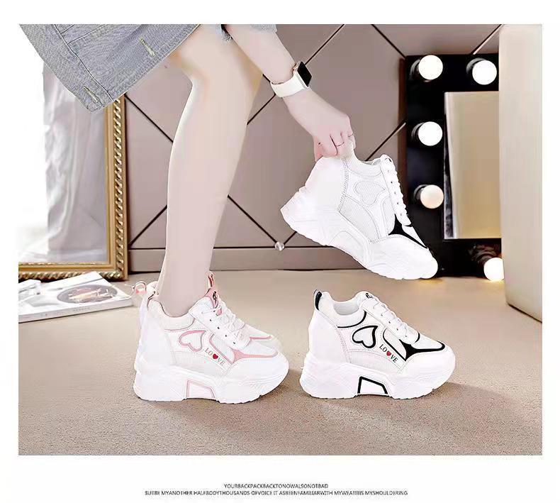 2025 new inner height-increasing women's shoes mesh breathable and high casual sports shoes summer platform dad shoes tide spring