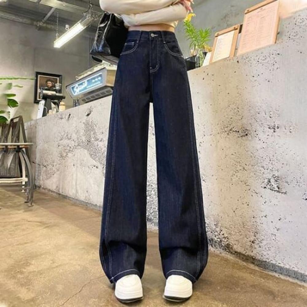 Navava Women Fleece Denim Pants Stitch Point Np289