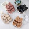 Women's Slippers Summer New Thick Bottom Round Head Hollow Rhinestone Sandals Casual Comfort Increase Wear Slippers