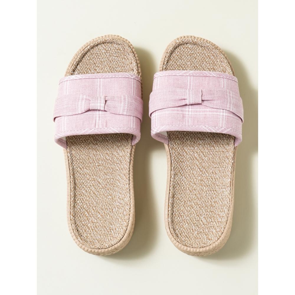Daiso Chunky Heel Linen Slippers 250 Mm