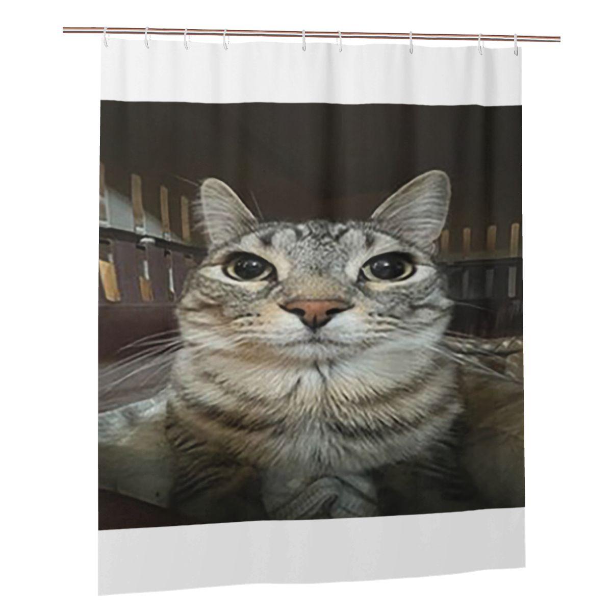 

Cat Looking Directly At You Shower Curtain Bathroom Polyester Waterproof Bath Curtains With Hooks W60H190(CM)-1 Pcs