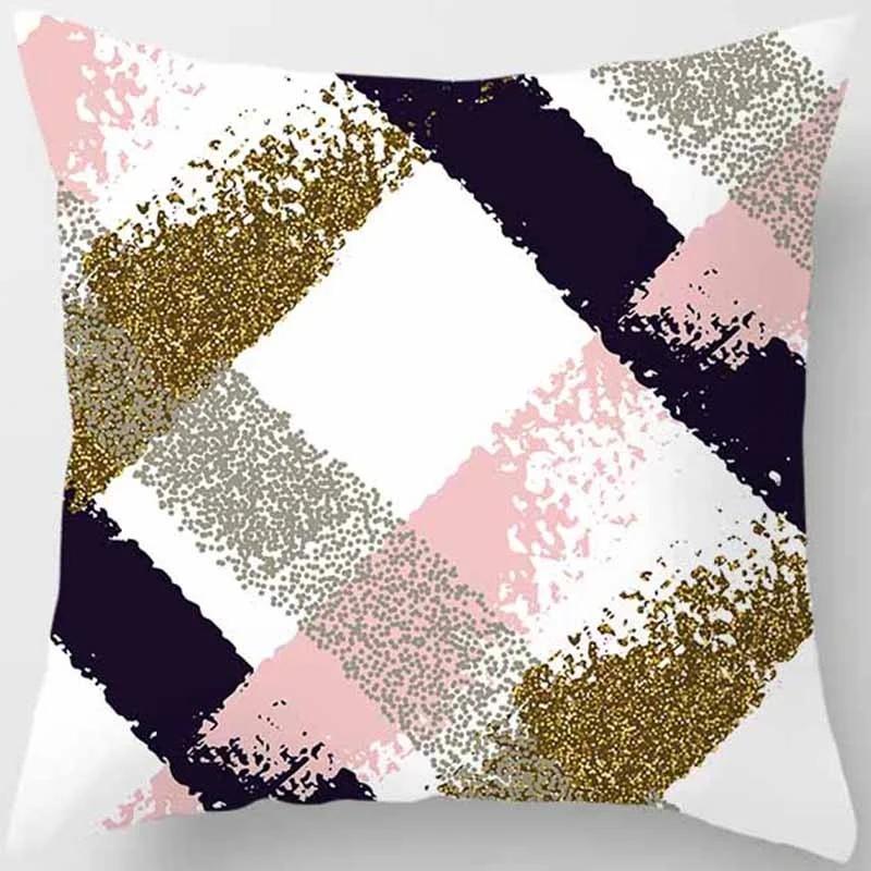 Pink Small Fresh Print Square Pillowcase Home Decoration Car Sofa Cushion Cover (45Cm*45Cm)