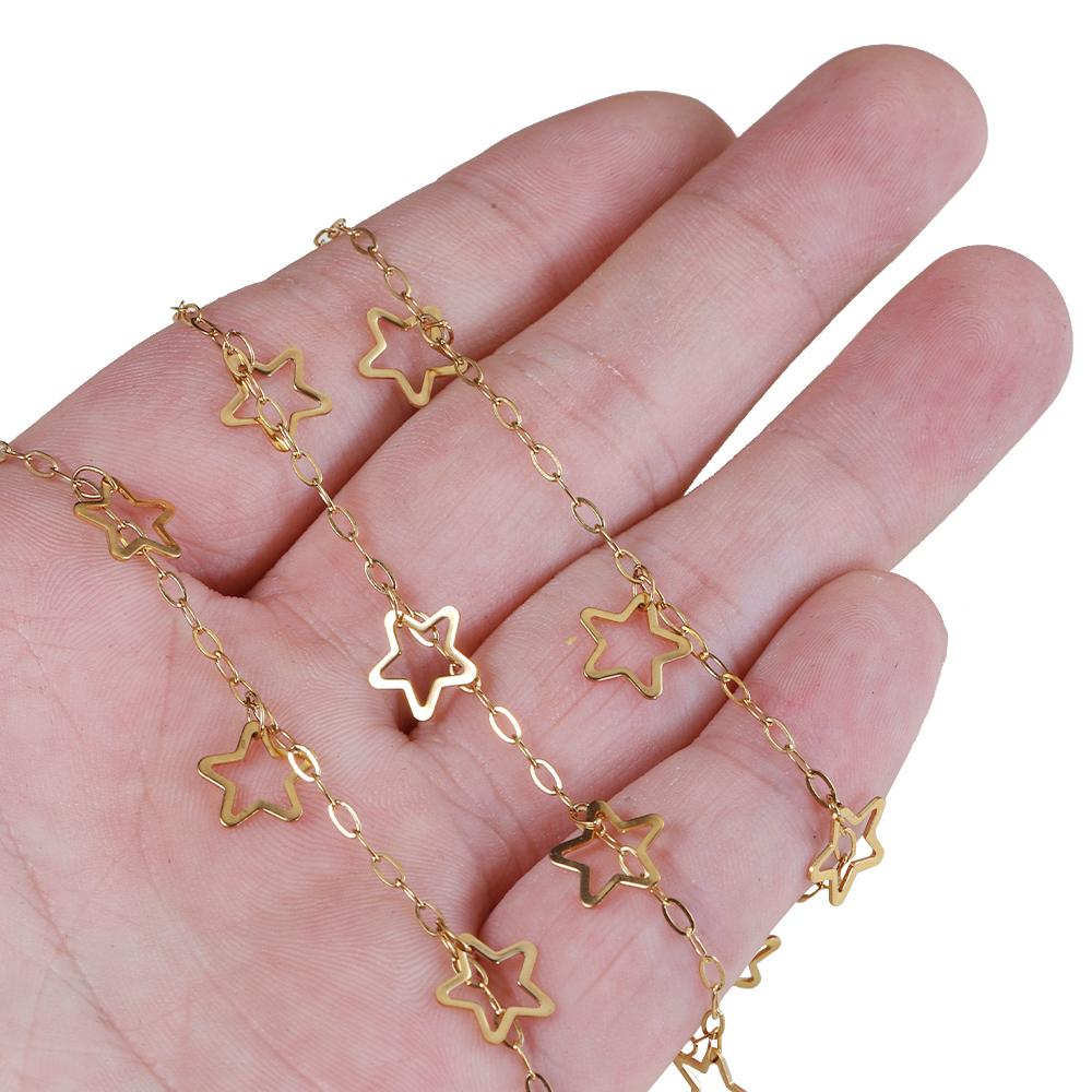 2Meters 1Meter Stainless Steel Hollowout Star Link Chain Dangle Charm Chains for Necklace Anklet Jewelry Making DIY Waterproof