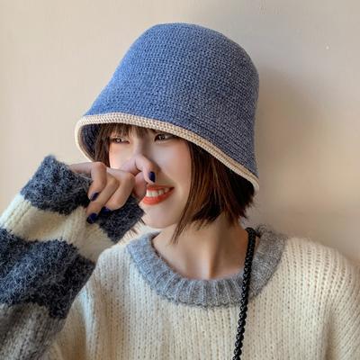 Chapeau Style Doux Automne et Hiver Chapeau de Seau Mode Coréenne Dames Chapeau de Pêcheur Couleur Pure Protection des Oreilles Laine Chapeau de Seau de Pêche