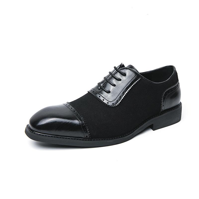 Men's Size 46 Leather Height-Boosting Formal Shoes - Thick Sole, Lace-up, Round Toe, Ideal for Weddings and Business in Spring/Autumn.