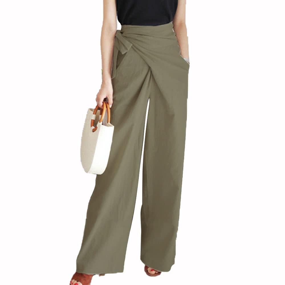 

Casual Office Wide Leg Pants Army [JINJUDUO] Women s Pants, Lace-up, Plain, Casual, (L, Green)