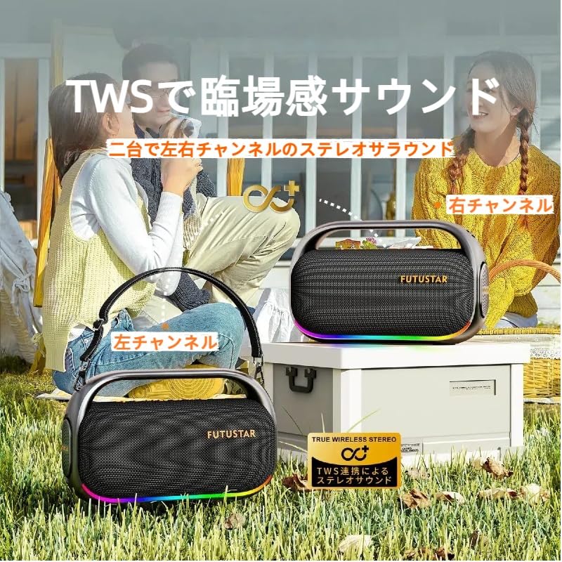 80W Bluetooth S10 Wireless IPX6 Waterproof and Large IPX6 Long Playback Continuous RGB LED for Mobile SD TF and AUX Input Support Speaker, Speaker,