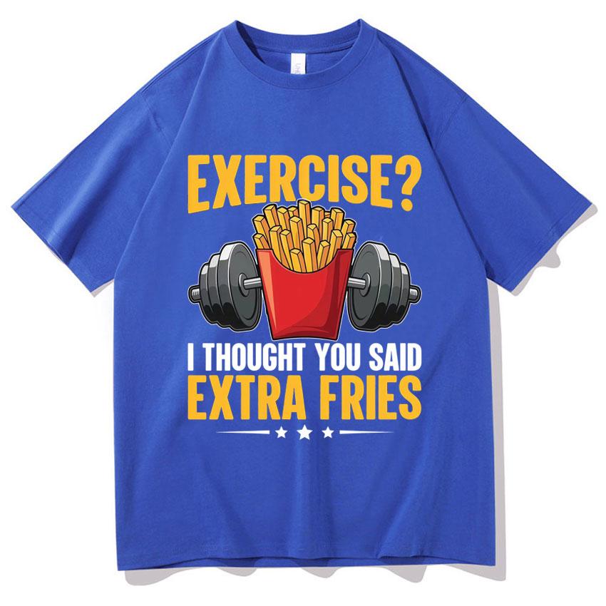 Fun Sports, I Want Gym T-shirts for Exercise, Humorous Fitness, High-quality Clothing, Summer Printed 100% Pure Cotton T-shirts