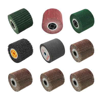 Polishing Burnishing Wheel Flap Brush Wire Brush Drum for Burnishing Polishing Machine Surface Treatment Copper Stainless Steel