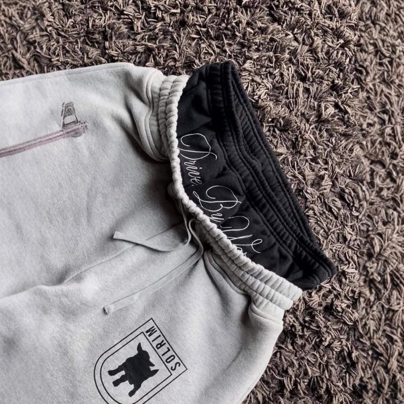 European and American Double Waisted Embroidered Street Folding Couple Sweatpants