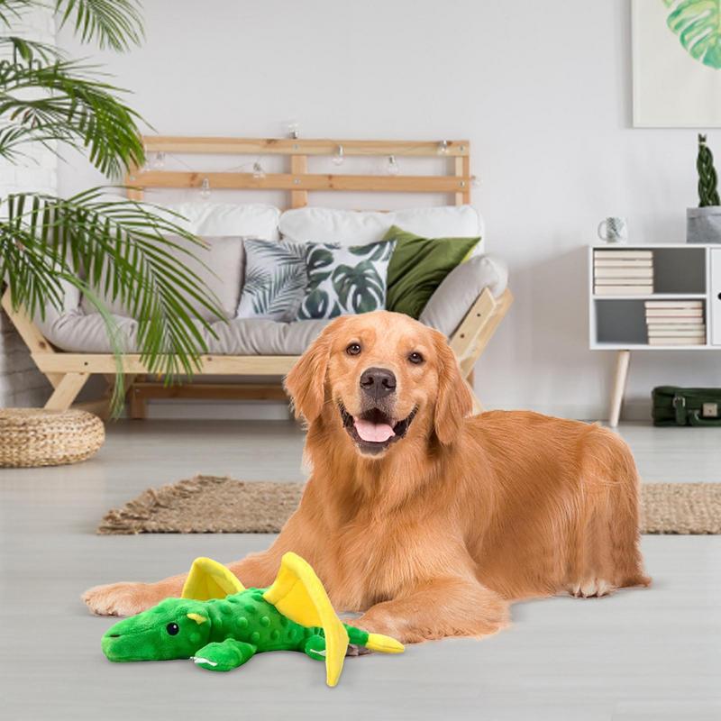 Dog Plush Toys Cute Plush Dinosaur Shape Squeaky Toys Chewable For Dogs Bite Resistant Dog Stuffed Toys Multifunctional