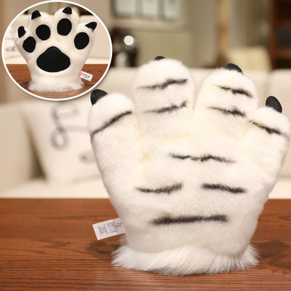 Furry Texture Faux Tiger Paw Gloves Stuffed Toys Bear Paw Plush Gloves Role Playing