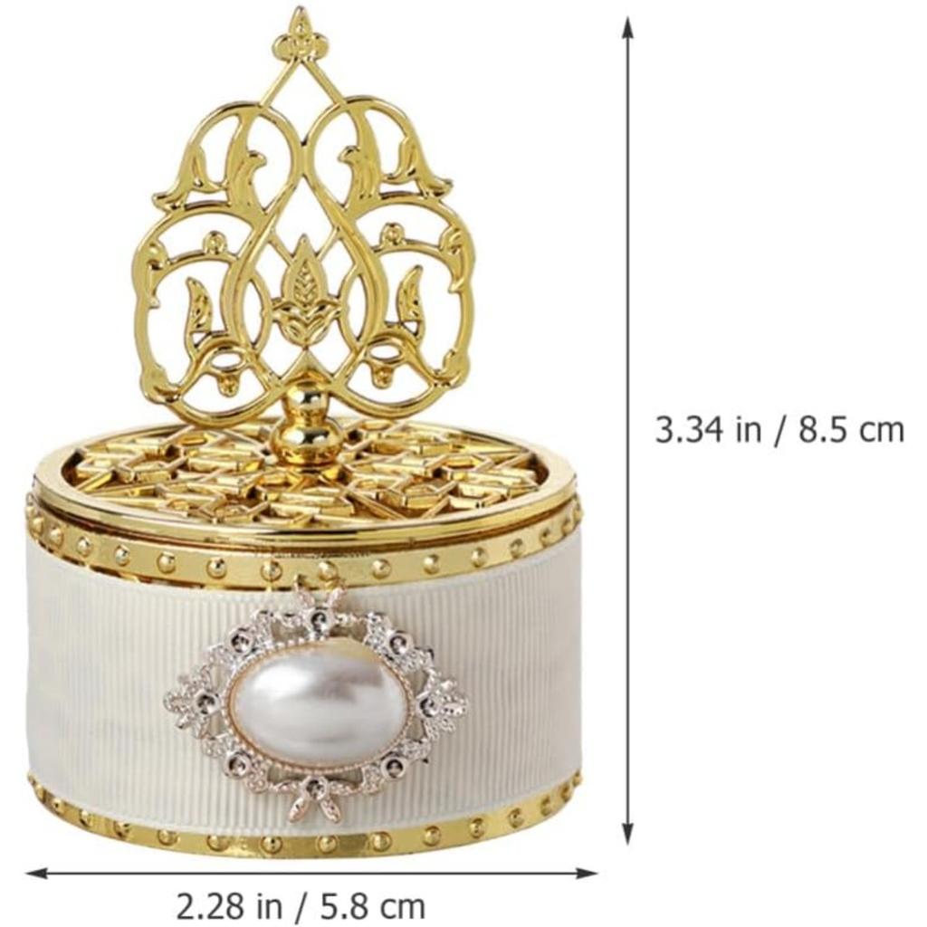 4Pcs Gold Candy Boxes with Lid, Vintage Plastic Round Favor Box for Candy, Chocolate, Small Gift Wedding Birthday Party Bridal Shower