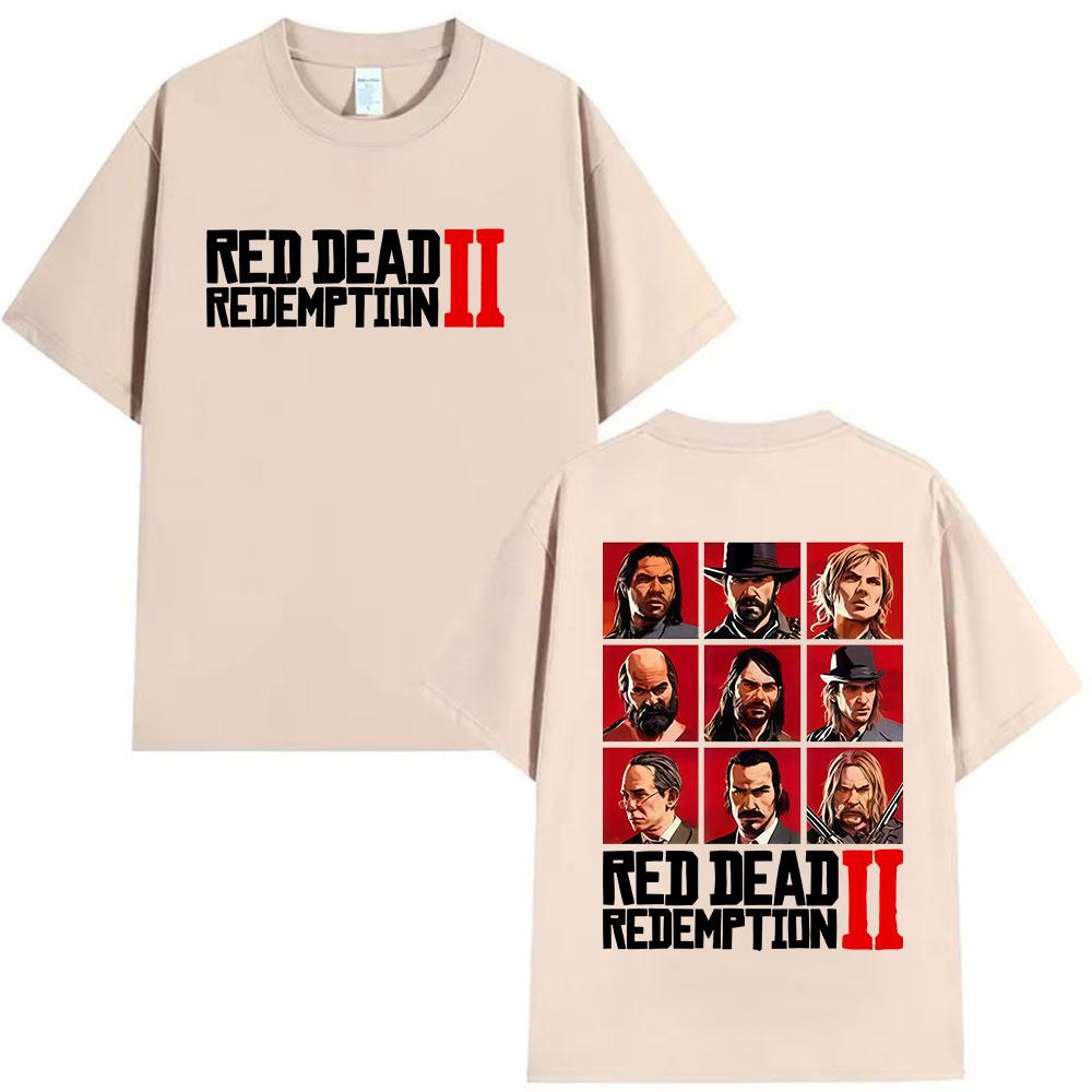 Classic Retro Red Dead Redemption 2 Game Player Graphic T Shirts Men Women Vintage Summer Oversized Cotton TShirt Streetwear