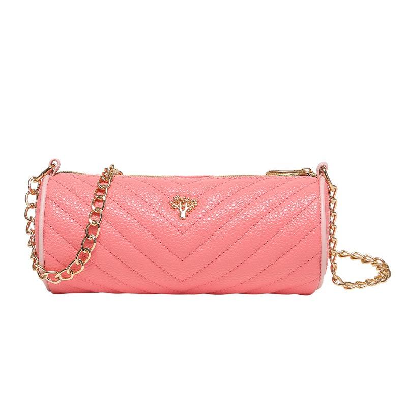 Chain Small Bag Spring and Summer New Fashion Messenger Bag One Shoulder Women's Bag Cylinder Bag One Piece