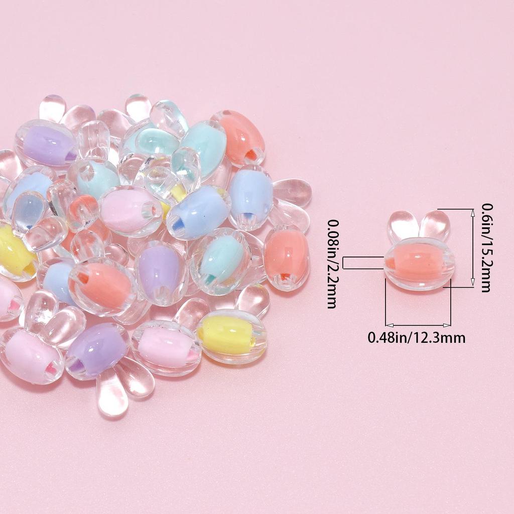 Acrylic Candy Color Flower Heart Rabbit Beads for DIY Children's Educational Ornaments and Mother's Day Crafts