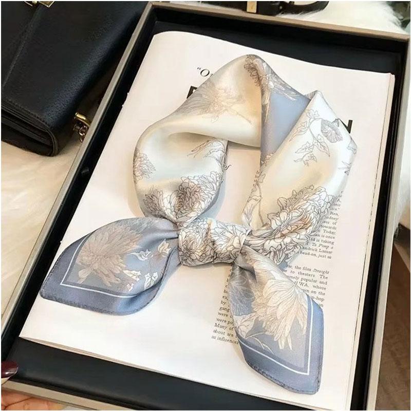 

100% Натуральний Справжній Шовковий Шарф Жіночий Бандана Квадратні Шарфи Хустка з Тутового Шовку Весняна Мода Люкс Висока Якість Хіджаб бренд Real silk 53x53cm