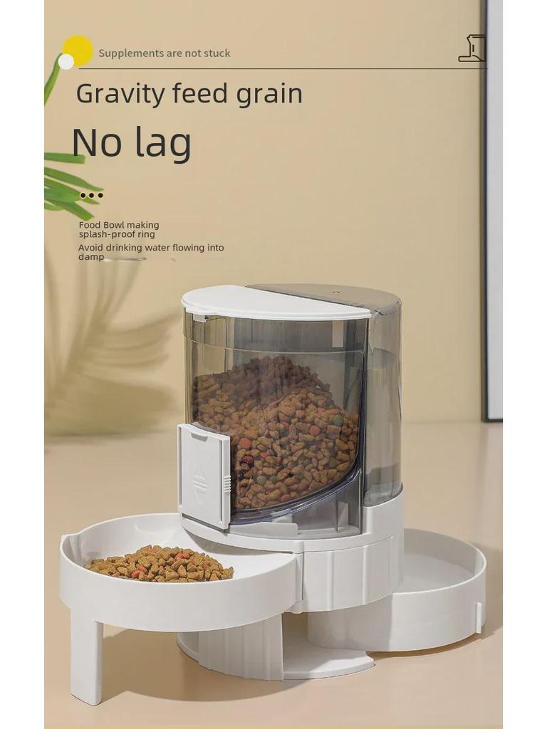 Hrănitor automat multifuncțional pentru animale de companie cu boluri duble și găleată de depozitare