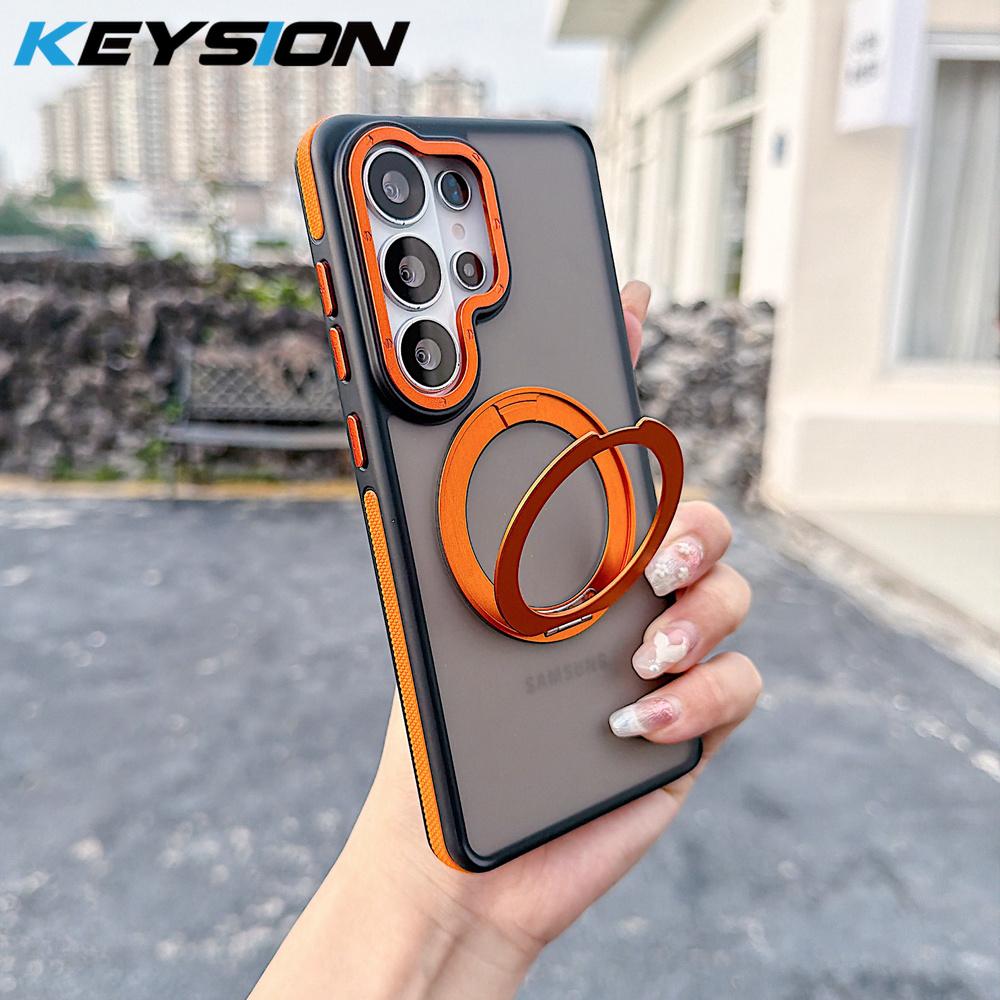 KEYSION Custodia Magnetica Traslucida Opaca per Telefono per Samsung Galaxy S25 S26 Ultra 5G S26+ Supporto ad Anello Rotante a 360° Copertura Antiurto