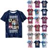 Men's And Women's Casual Loose Printed T-shirt With Round Neck Pullover Short Sleeved Top