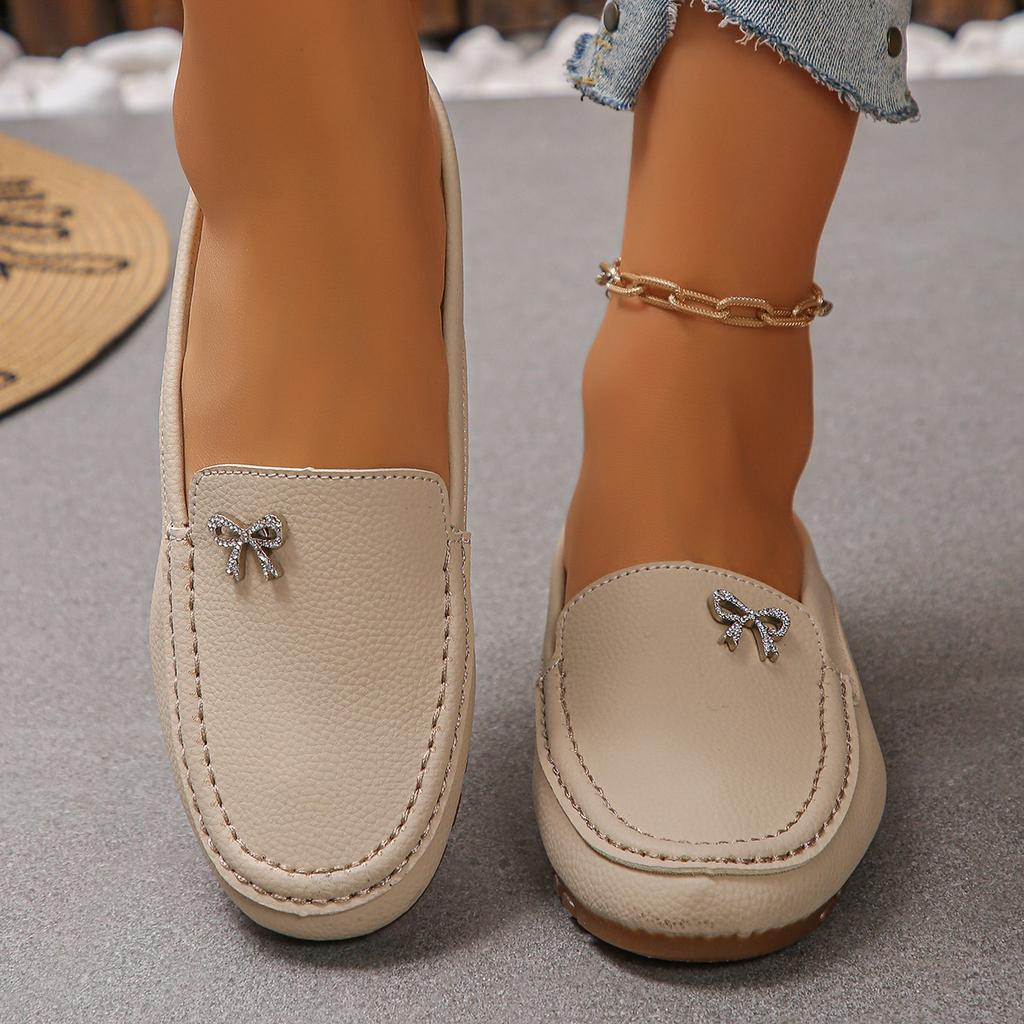 Breathable Beanie Shoes for Women, with Bow Decoration and Soft Sole, Outdoor Slippers, Leather Sandals
