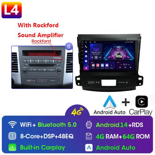 9"Android 14 Autoradio Carplay for Mitsubishi Outlander 2/Peugeot 4007/Citroen C-rosser Multimedia Video Player 4G GPS Stereo FM