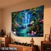 VIKAMA Fluorescent Tapestry Rainforest Waterfall with Fantasy Mushrooms And Lotus Design Wall Decor for Bedroom Living