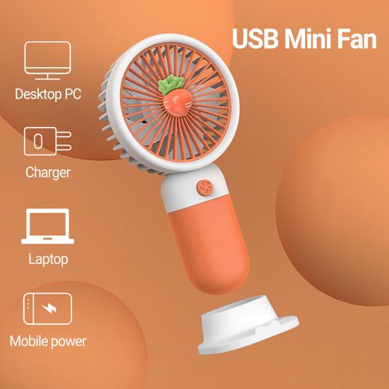Mini Fan Multifunctional Summer Cartoon Fruit Cool Rechargeable Handheld Mini Fan Phone Rack