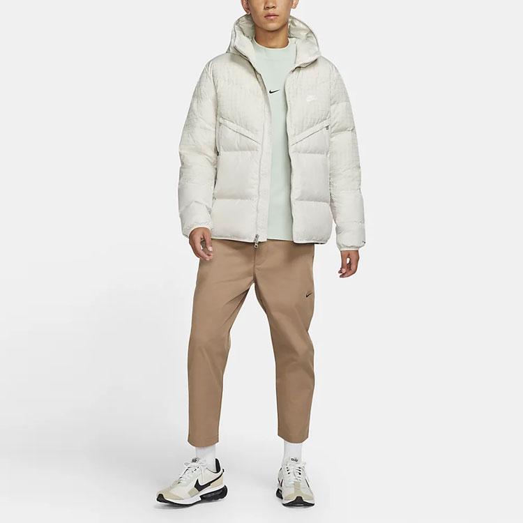 Nike Plaid Patchwork Hooded Down Jacket Men Outerwear White DD6964-072