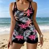 Damen Tankini 2-teiliger Badeanzug Tropischer Urlaub Print Urlaubs-Badeanzüge
