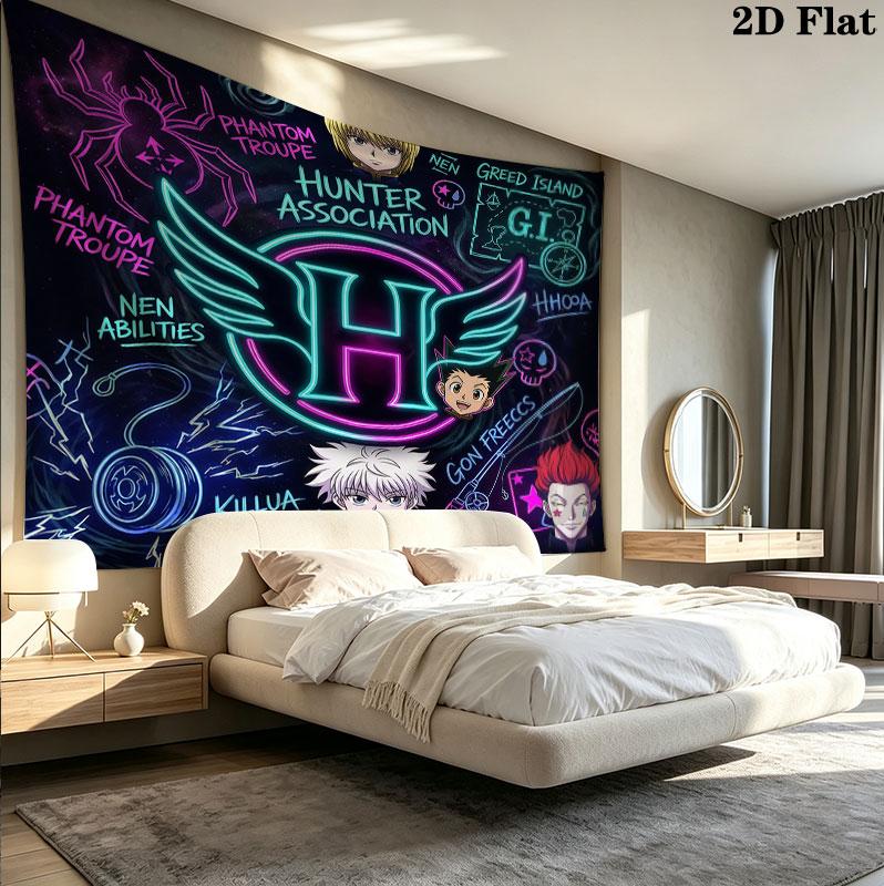 Hunter X Hunter Wall Tapestry Aesthetic Wall Hanging Printed Fabric Blanket Decorative Tapestries For Bedroom Living Room Home Decor