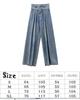 MTUIOY Denim Gaucho Locker Hohe Entspannte Weite Hosen, Damen Jeans, Hosen, Passform, Taille, Einfach, Figurschmeichelnd, Lässig, Stilvoll, Beinverlängernd,