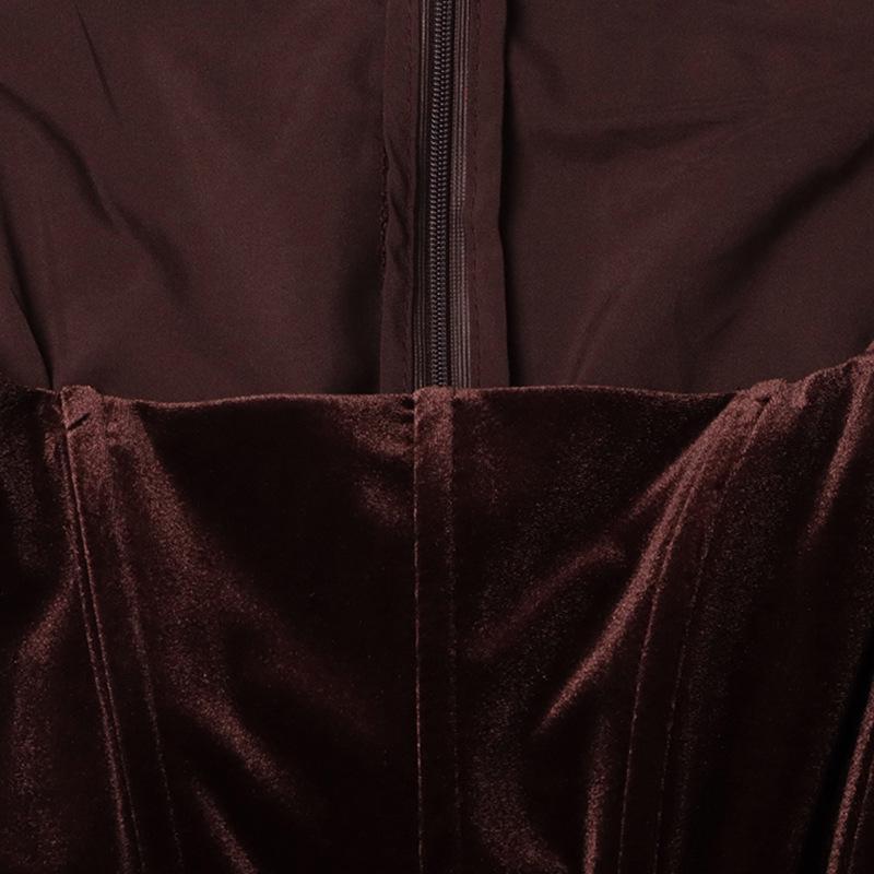 Velvet Faux Two-Piece Twist Dress: Spring 2025 Slimming Long-Sleeve for Women