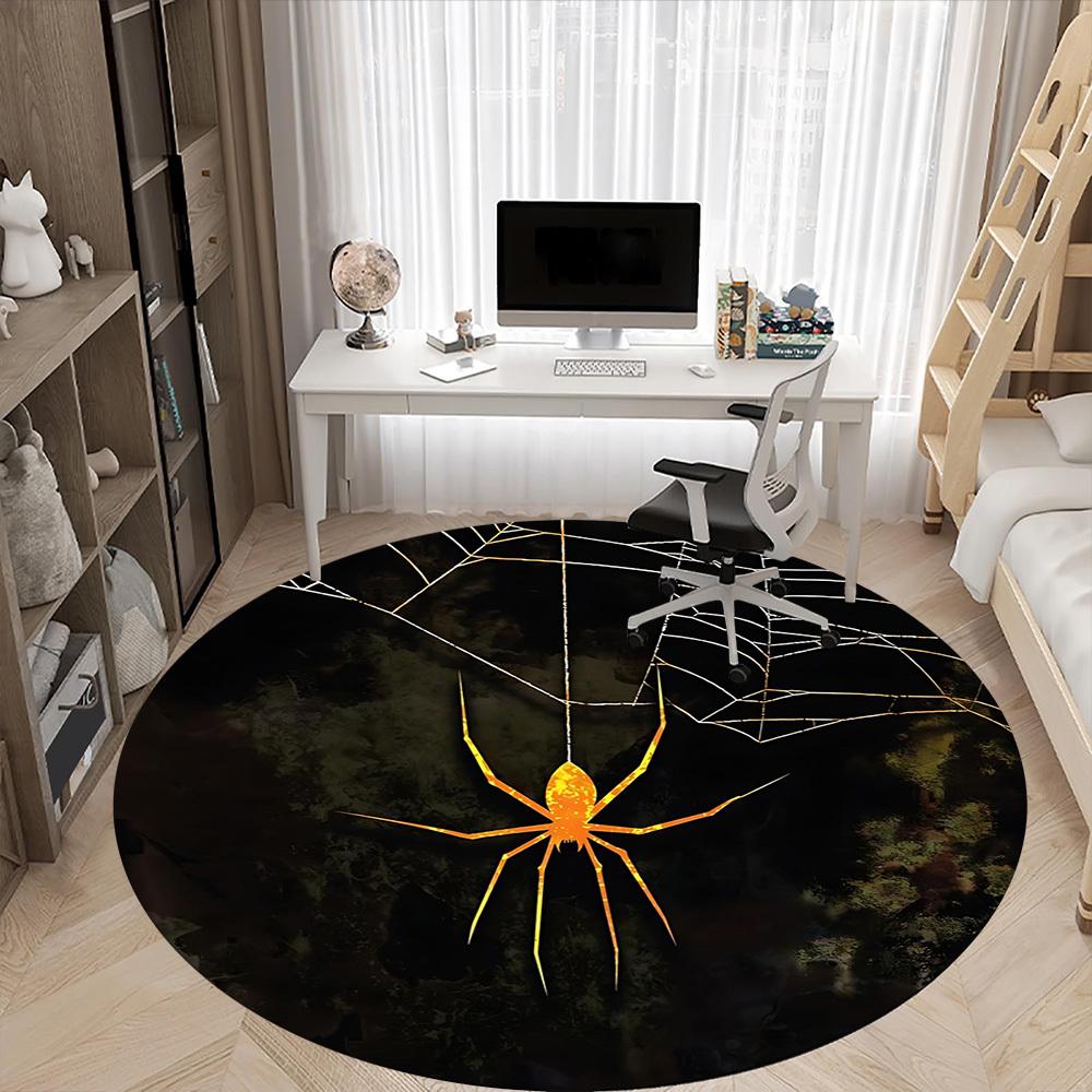 1PCSpider Web Office Round Area Rug,  Mat Suitable For Office, Under Office Chairs Bedroom Living Room Home Decor, Room Deco